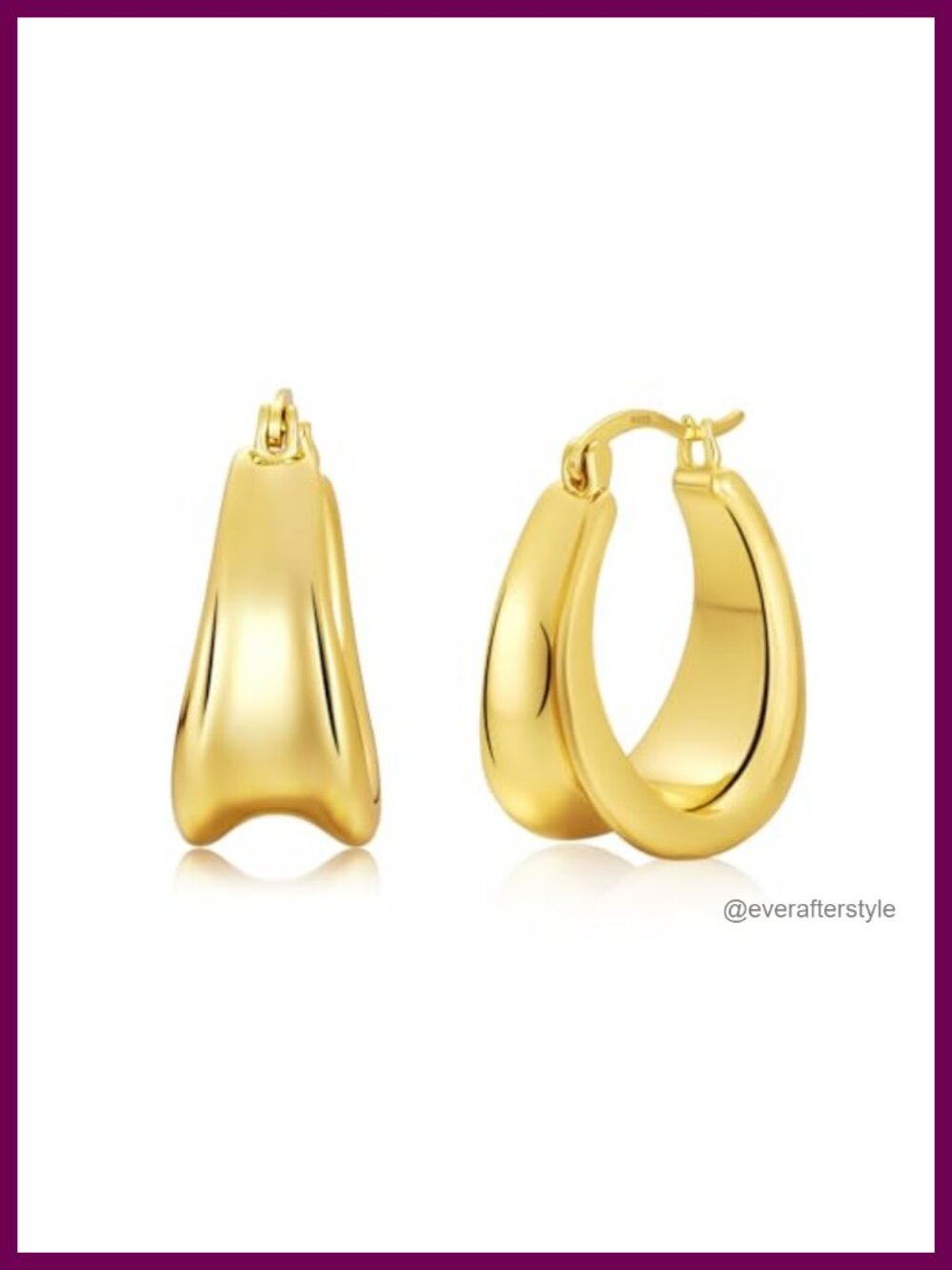 Hypoallergenic S925 Silver Post Chunky Hoop Earrings 18K Gold Plated Non Tarnish